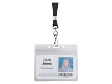 Advantus ID Holder/Lanyard Combo Pack - Horizontal - Vinyl - 20 / Pack - Black/C
