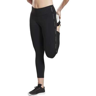 Reebok Studio Lux 2.0 High Rise Womens Training Tights Black 7/8 Cropped Gym