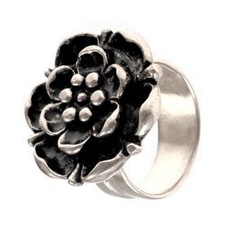 Fingerring "Rose" Wikinger Ring Rosenblüte Replik historisch Bronze/Versilbert