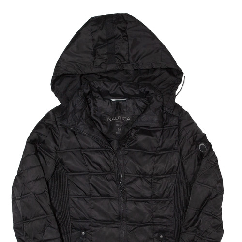 NAUTICA Lightweight Womens Puffer Jacket Black Hooded S - Picture 2 of 6