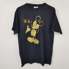 Vintage Velvasheen Black Graphic Short Sleeved Mickey Shirt Size Large