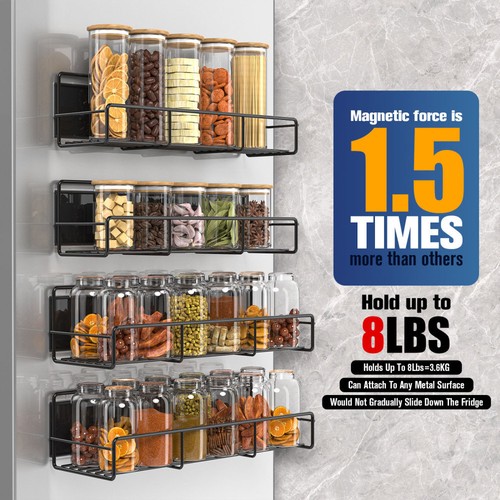 4 Pcs Magnetic Fridge Racks Spice Storage Rack Kitchen Storage Rack Magnetic - Picture 4 of 11