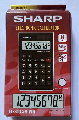 8-stelliger Taschenrechner schwarz Sharp EL310AN Semi-Desktop LCD Display Dual Powered