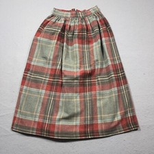 Vintage Skirt Womens 7/8 Red Plaid Maxi Modest Classic Preppy Union Made