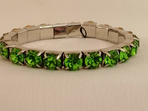 Peridot Tennis bracelet Green Swarovski Jewelry White Gold plate Handmde present - Picture 7 of 12
