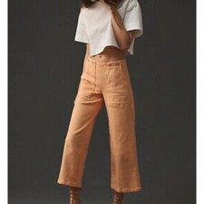 Anthropologie Pilcro The Kit Cropped High-Rise Wide-Leg Trouser Jeans Orange 31T
