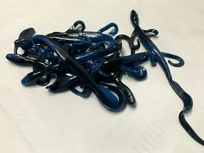 DOLITTLE & FISHMORE 100 pk 6" Lizard-BLACK BLUE SWIRL-Soft Plastic Lizards Bass Fishing - SCENT&SALT