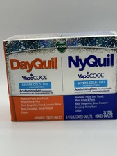 Vicks Day & NyQuil VapoCool Cold & Flu + Congestion, 24 Caplets Ex 11/2025