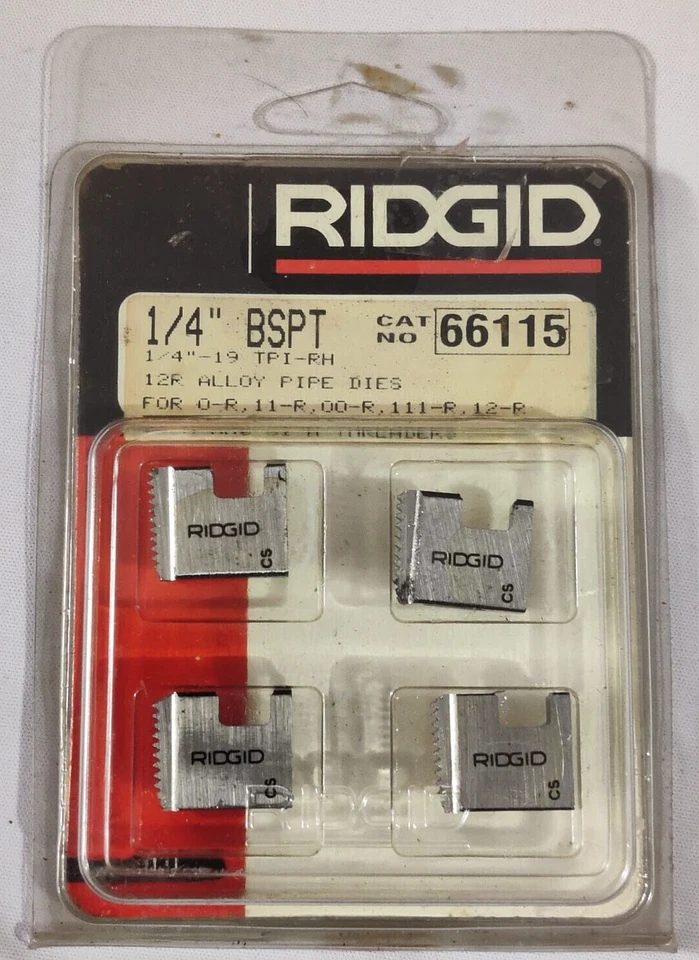 RIDGID PIPE THREADING DIES 1/4" BSPT CAT.No.66115 12R ALLOY PIPE DIES 2 PSC LOT - Image 3 of 4