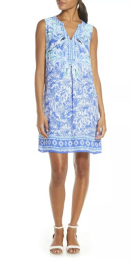 Lilly Pulitzer EVAH SHIFT DRESS SIZE XS High Tide Navy Ready Set Gecko NWT New