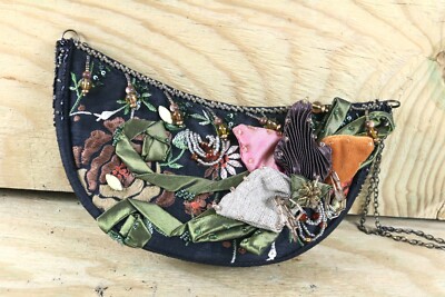 Mary Frances Beaded Handbag Purse Floral Embroidered  Chain Crossbody Vintage