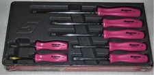 New Snap On Screwdriver Set Combination 7 Pcs. Pink Hard Handles Sddx70app