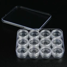 12pcs Mini Plastic Jewelry Beads Container Case Round Small Items Storage Box