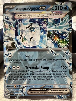 064 167 pokemon card Wellspring Mask Ogerpon ex (064/167) The Greninja EX 2024 Pokemon Twilight Masquerade Special Illustration Rare features a stunning Wellspring Mask Ogerpon ex 64/167