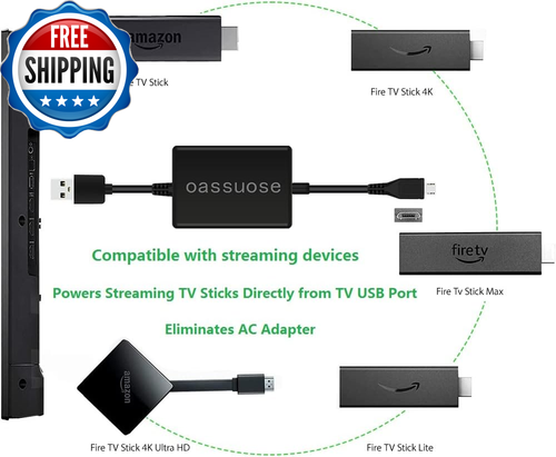 USB Power Cable Adapter for Fire TV Stick,Powers Streaming TV Sticks Directly fr - 第 2/6 張圖片