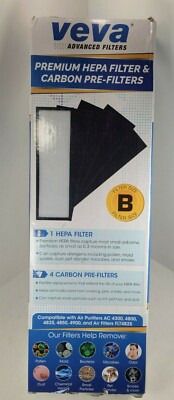 VEVA Premium True HEPA Size B Filter with 4 Activated Carbon Pre-Filters GG4825