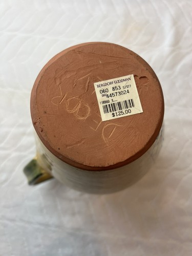 NEW BERGDORF GOODMAN Yellow Floral 10” POTTERY PITCHER-R7 - Bild 6 von 6
