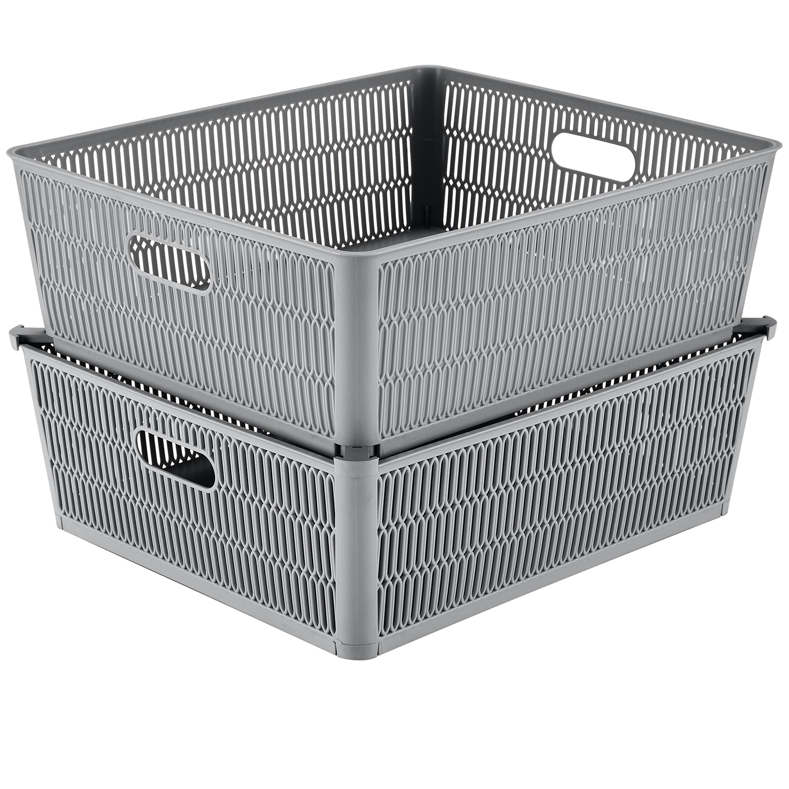 2Pk Shallow Slide 2 Stack It Tote Basket | Storage & Organization | Open Bins...