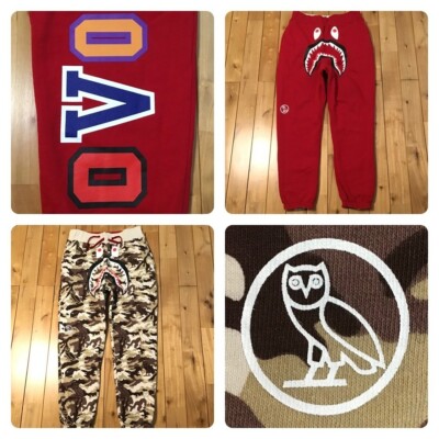 Reversible OVO × BAPE camo Shark sweat pants A Bathing Ape Size M