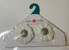 Lindsay Phillips Interchangeable Snaps White Flower With Rhinestones Center