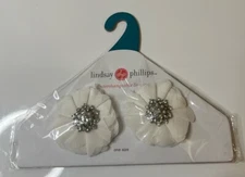 Lindsay Phillips Interchangeable Snaps White Flower With Rhinestones Center 
