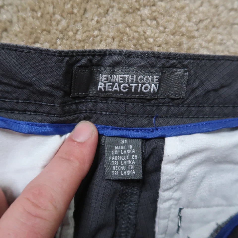 Pantalones Cortos Chinos Kenneth Cole Reaction Para Hombre 31 Bolsillos Frontales Planos Algodón Gris Foto 3 de 4