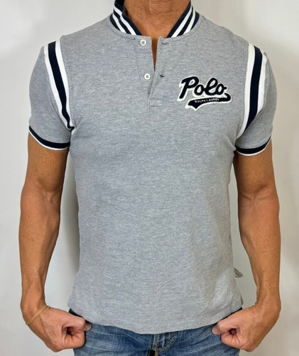 mens - POLO RALPH LAUREN shirt - S - CUSTOM SLIM FIT - GRAPHICS - BAND COLLAR