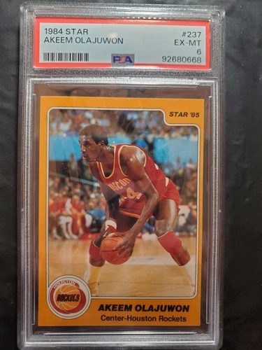 1984 Star Akeem Olajuwon Rookie HOUSTON ROCKETS PSA 6 HOF
