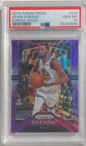 KEVIN DURANT 2019 PRIZM PURPLE WAVE PRIZM SP #210 PSA 10 GEM MINT POP 9