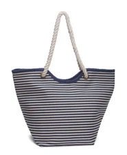 Capelli Straworld Cotton Twisted Rope Handle Tote Bags - Navy/White