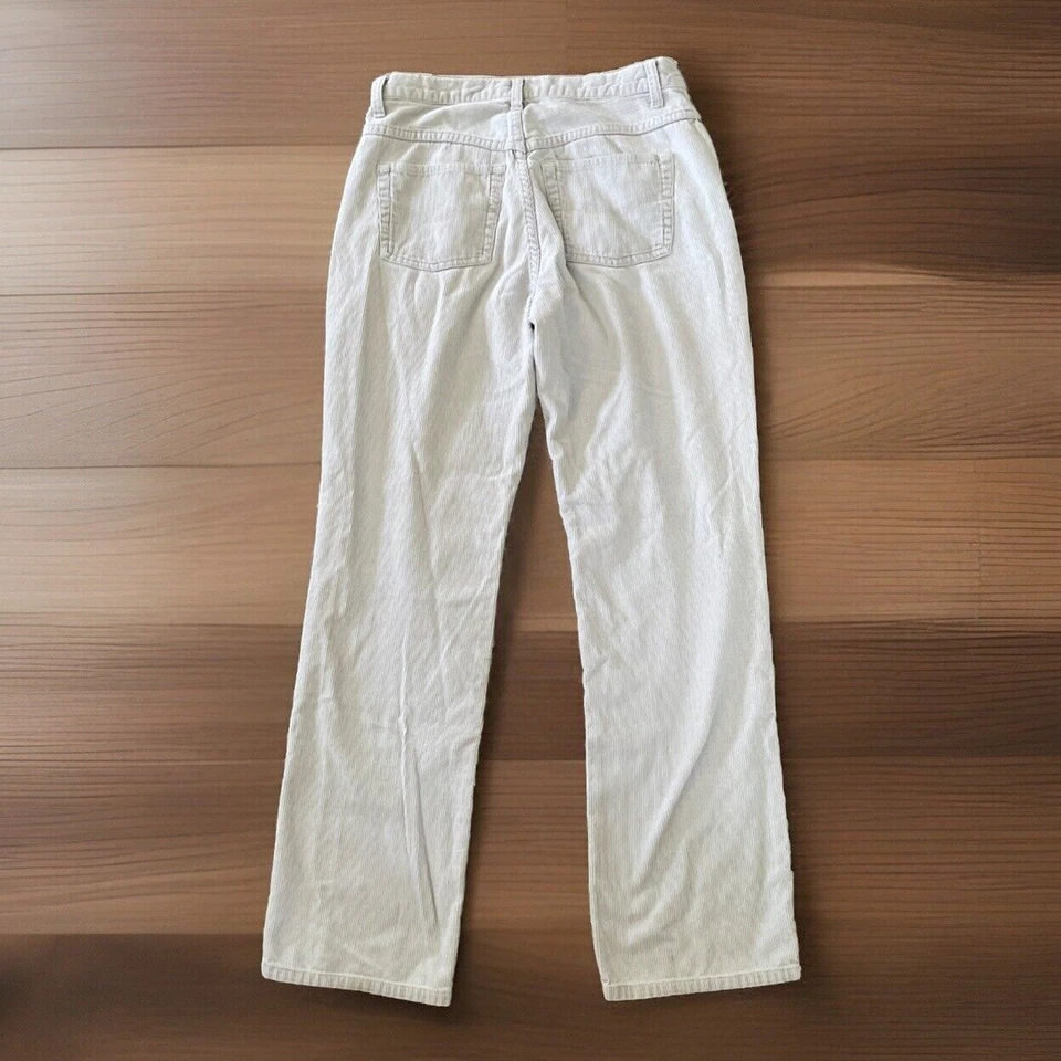 EXP Jeans By Express Vintage White Corduroy Pants Sz 7/8 Straight Leg High Rise - Image 3 of 4
