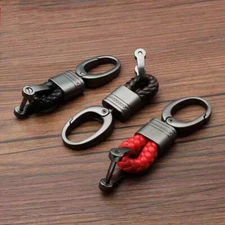 Men Creative Metal Leather Key Chain Ring Keyfob Car Keyring Keychain Holder
