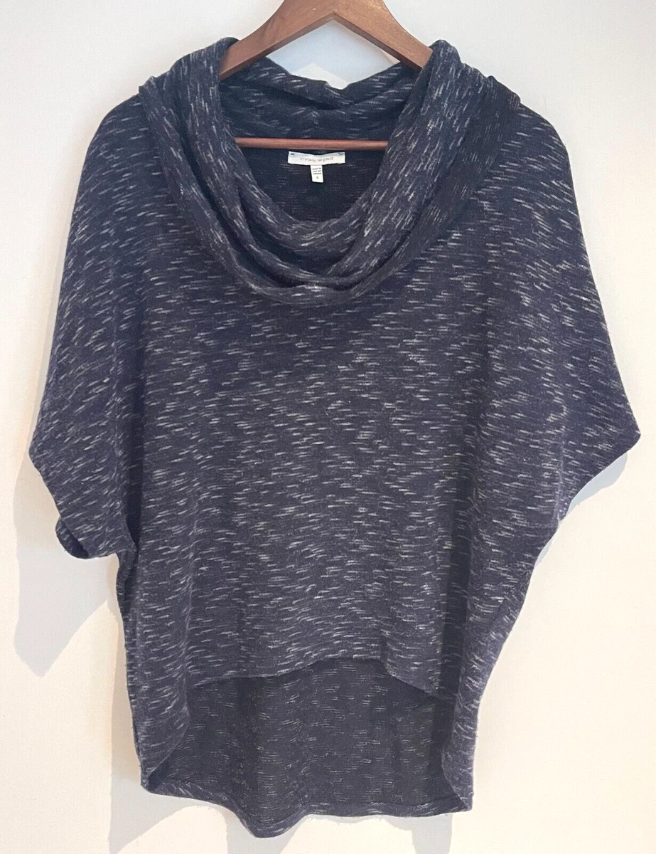 Vivian Wong Women Oversized Black Cowl Neck Cap Sleeve Hi Low Hem