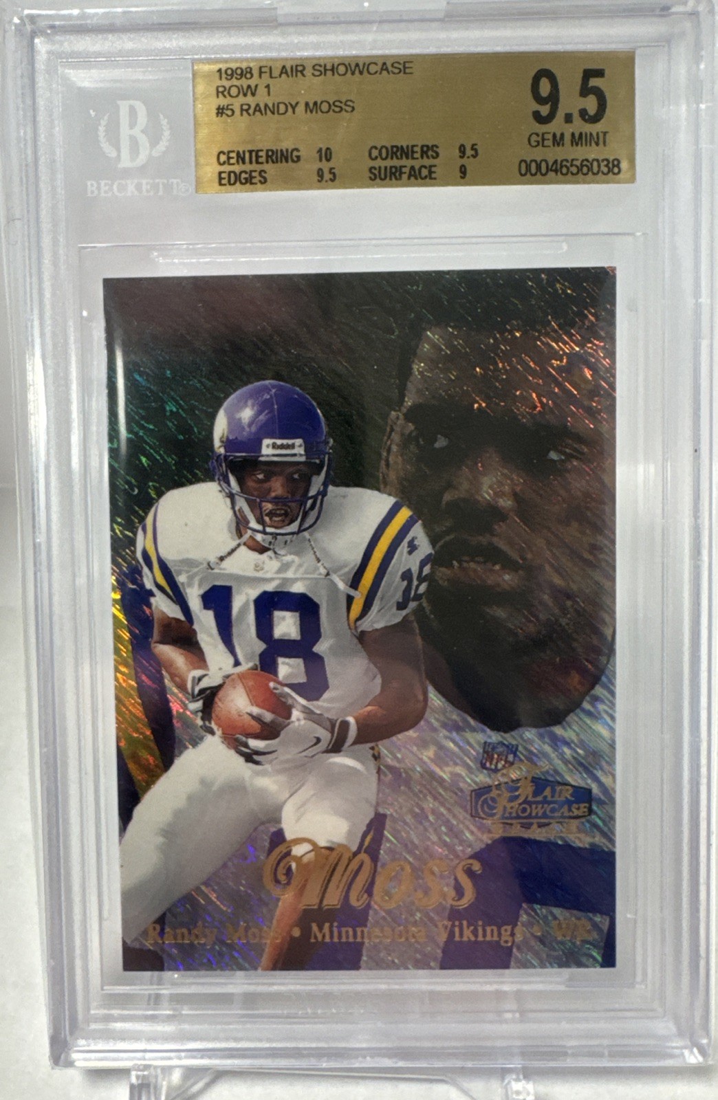 1998 Randy Moss Flair Showcase Row 1 RC BGS 9.5 Gem Mint POP 33 None Higher 🔥💎