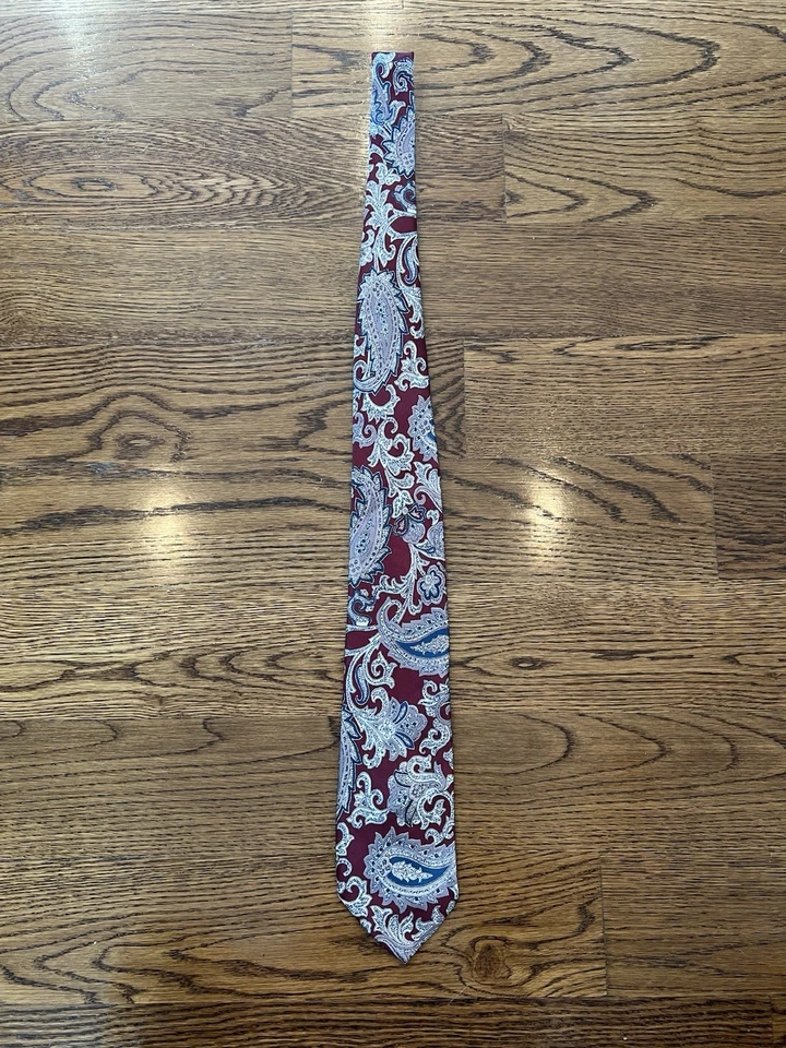 Corbata Adolfo Para Hombres Paisley Mezcla Seda Floral Paisley De Colección Lujo Para Hombres Foto 4 de 4