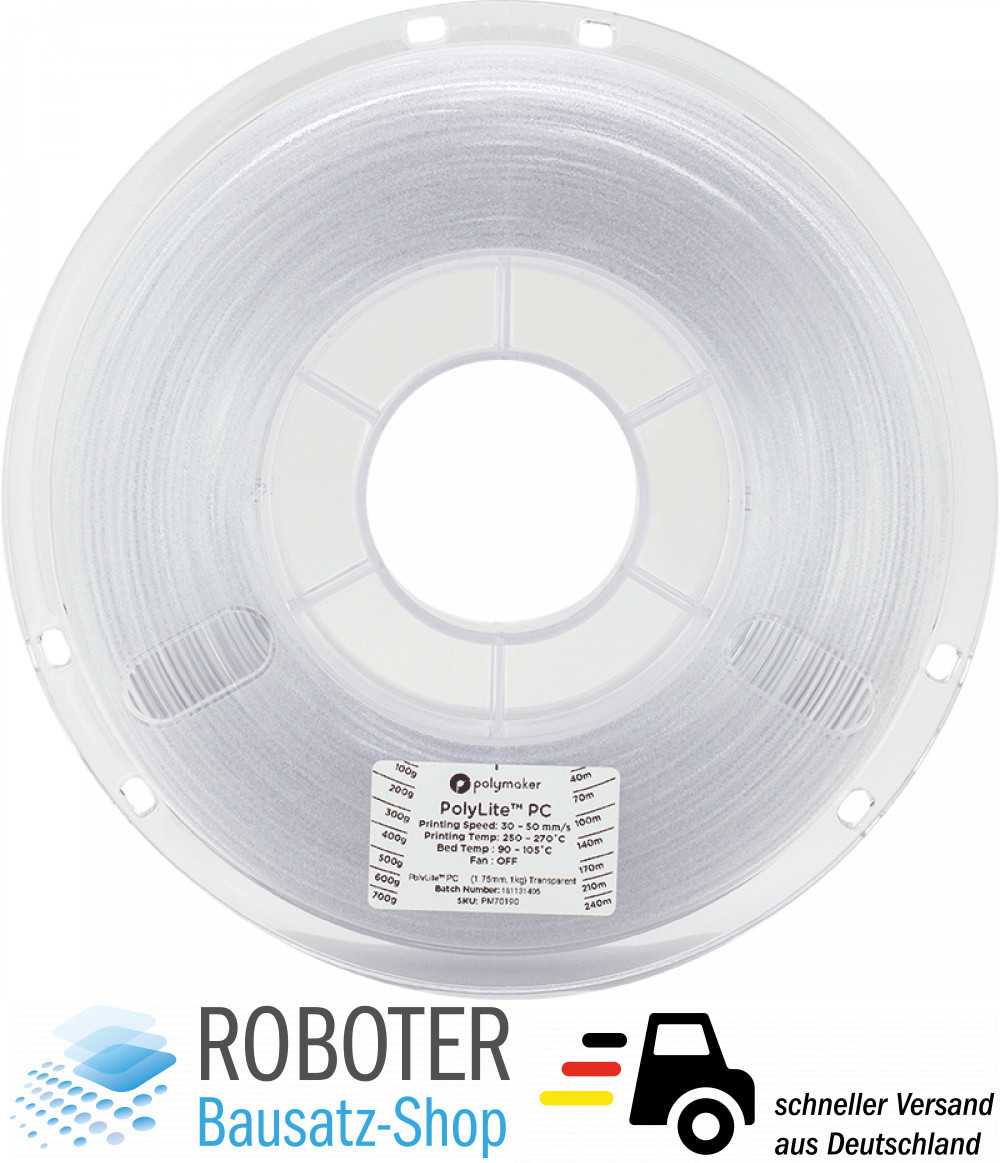 Polymaker PolyLite PC Filament Transparent 1.75mm 1kg PolyCarbonat - Bild 2