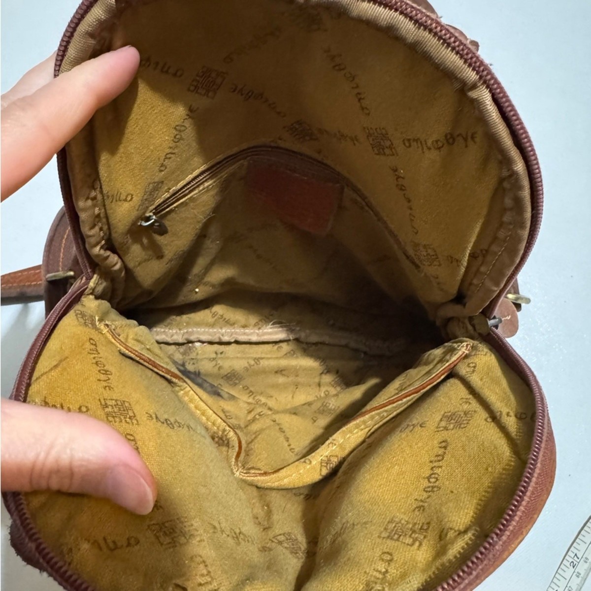 Vintage Greek Brown Leather Backpack Bag Outdoor Hiking 