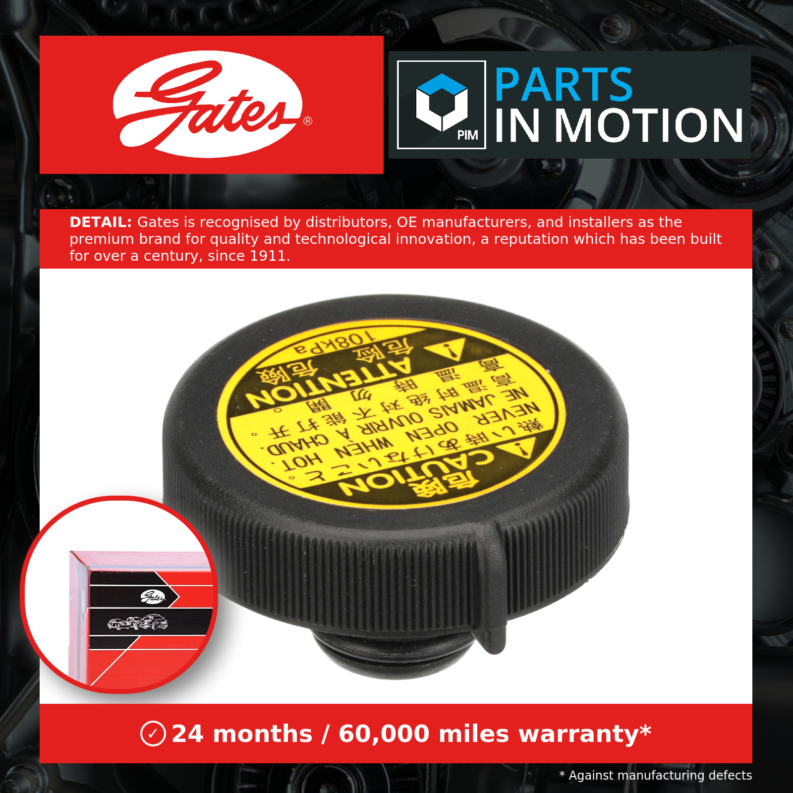 Coolant reservoir cap RC255 GATES for SUZUKI TOYOTA FIAT LEXUS SUBARU - Image 7