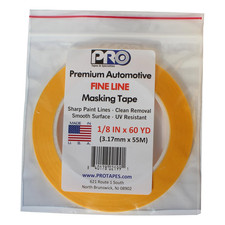 PRO Tapes Premium Automotive FINE LINE Masking Tape 1/8 in X 60 YDS on 3" Core;
