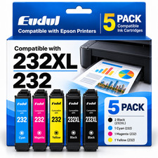 5PK T232XL Ink Cartridge Compatible for Epson 232XL WF-2930 2950 XP-4200 4205