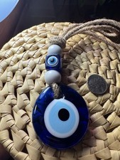 BCS Blue Evil Eye Decor Home Wall Hang3.5" Glass Handmade Turkish Nazar Amulet