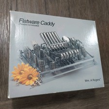 Vtg NIB Wm. A Rogers Oneida Flatware Caddy Chrome Acrylic - 1995