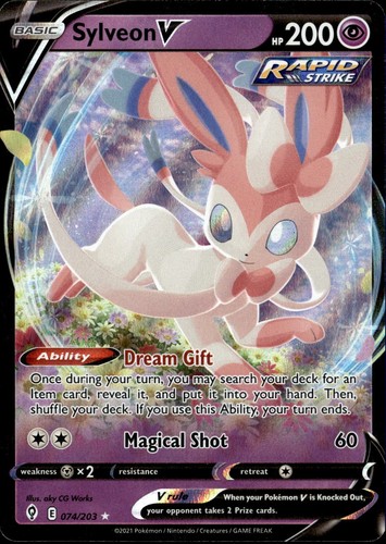 Sylveon V 074/203 Evolving Skies Holo Rare V Near Mint Pokemon TCG