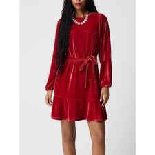 J.Crew Velvet Tie-Waist Mini Dress XL Berry Sangria Red Holiday Party Ruffle