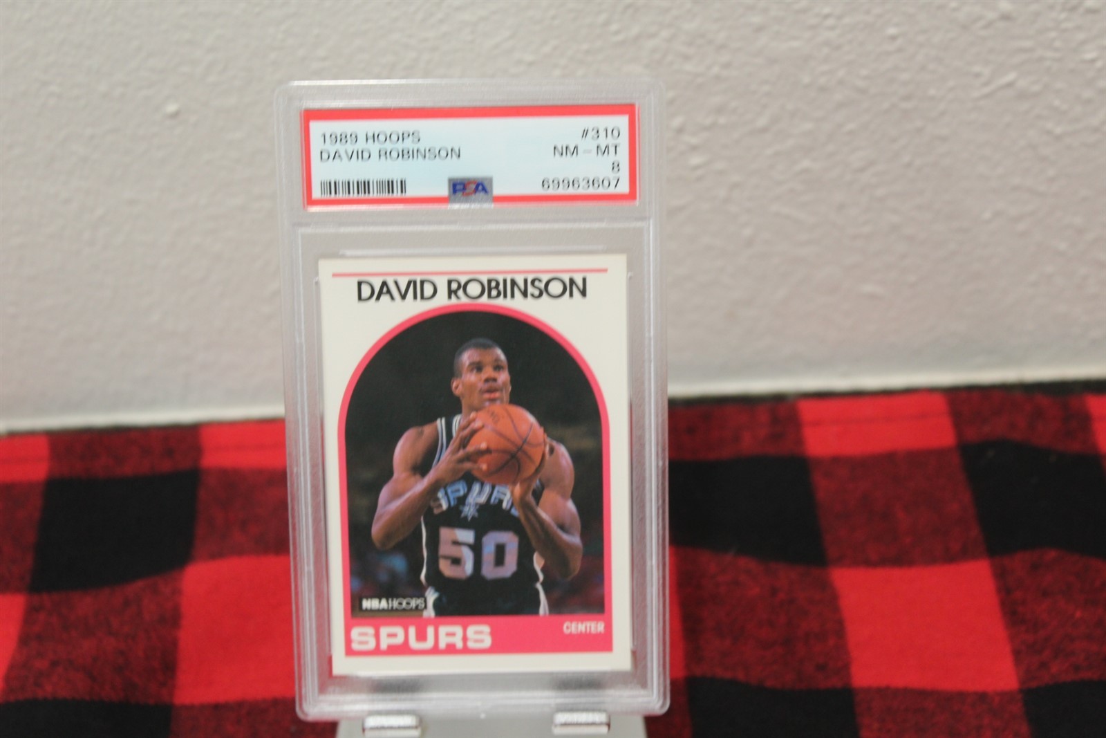 Vintage 1989 Hoops Spurs David Robinson #310 PSA Graded NM-MT 8 Card view 2