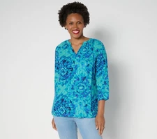 Belle by Kim Gravel Women's Top Sz S Summer Sunset Cotton Multi-colored A691533