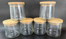 Lot 6 Empty OUI Yogurt 5oz Pots GLASS JARS Crafts Storage Organize WITH LIDS