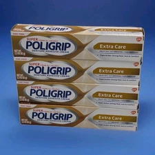 Super Poligrip Extra Care Denture Adhesive Cream 2.2oz Lot of 4 Zinc Free