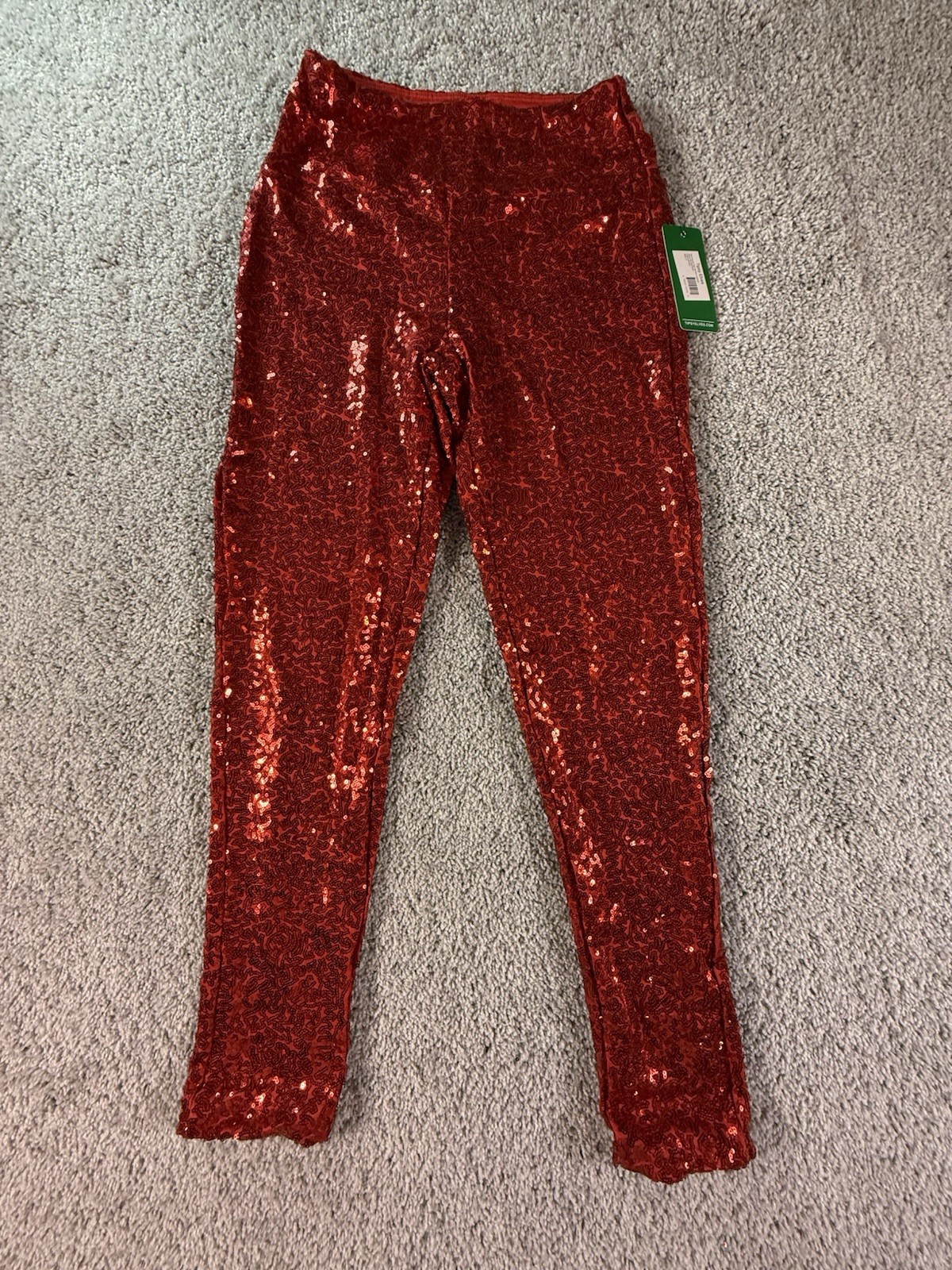 NWT TIPSY ELVES ☆ Red Sparkle Sequin Leggings ☆ Lined Stretch ☆ Size Small ☆ NEW