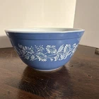 PYREX 402 Blue White Floral Milk Glass Mixing Bowl, 9 in, Microwave Safe